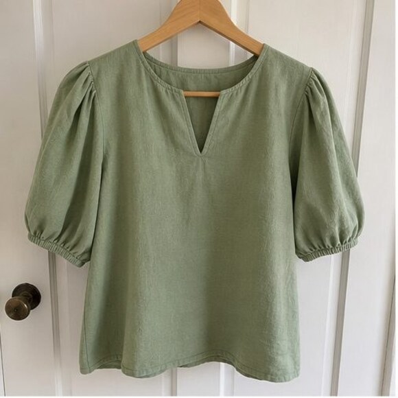 None Tops - Sage Button Blouse